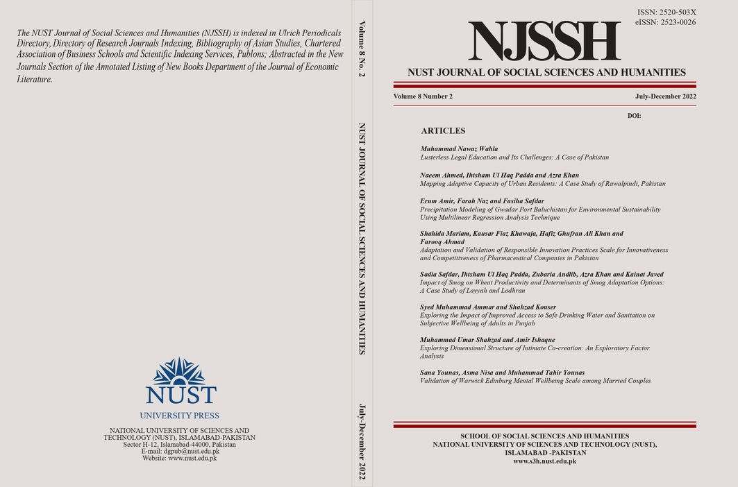 					View Vol. 8 No. 2 (2022): NUST Journal of Social Sciences and Humanities
				