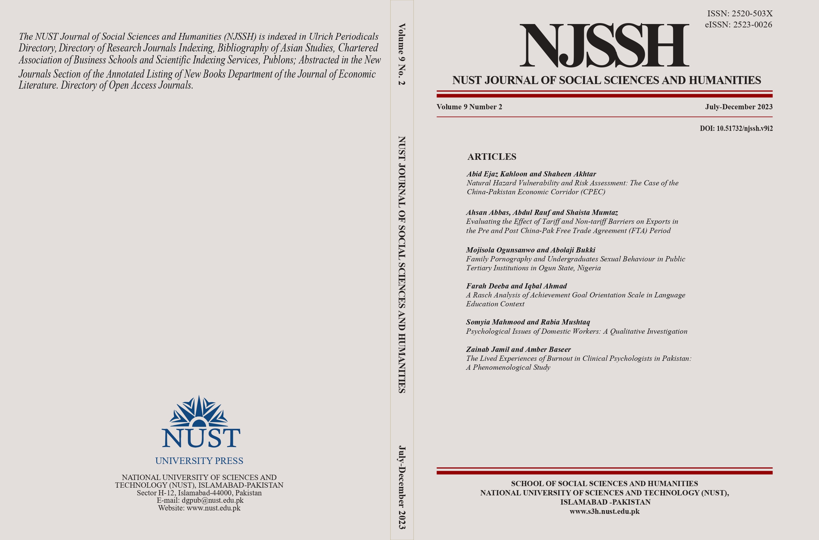					View Vol. 9 No. 2 (2023): NUST Journal of Social Sciences and Humanities 
				